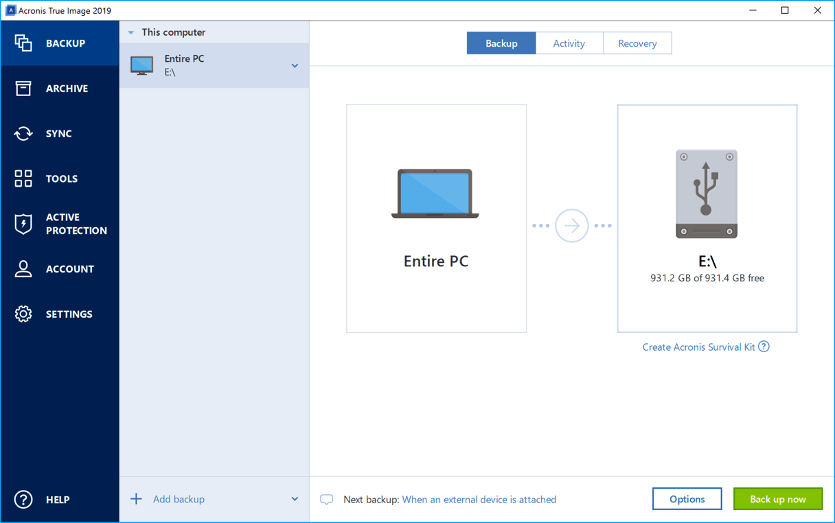 acronis survival kit acronis true image